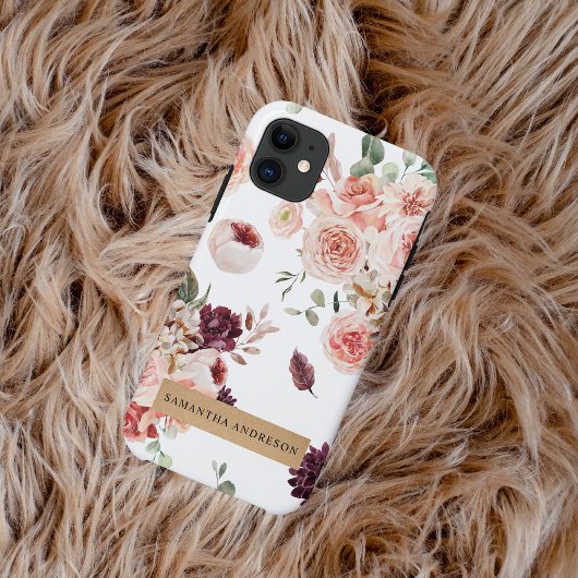 Moderne pastbloemen en gepersonaliseerde Kraft-cad Case-Mate iPhone Case