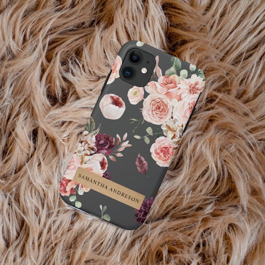 Moderne pastbloemen en gepersonaliseerde Kraft-cad Case-Mate iPhone Case