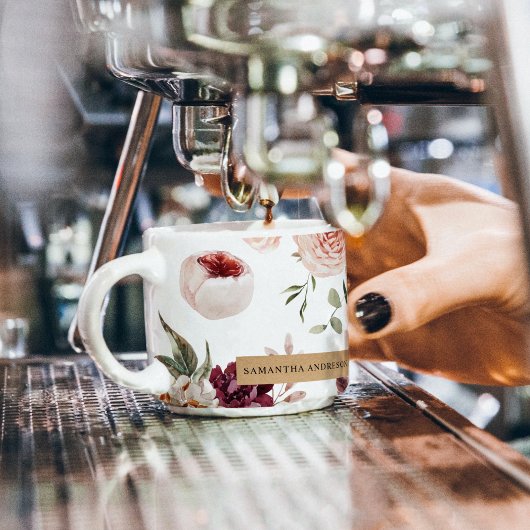 Moderne pastbloemen en gepersonaliseerde Kraft-cad Espresso Kop