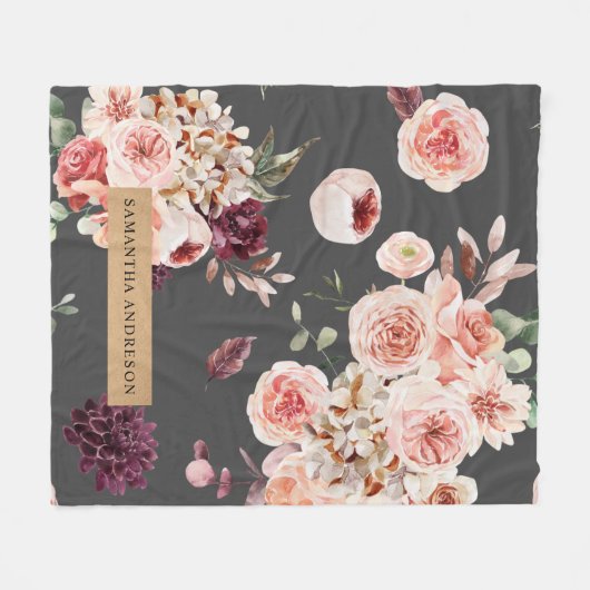 Moderne pastbloemen en gepersonaliseerde Kraft-cad Fleece Deken (Voorkant (Horizontaal))