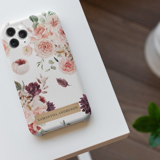 Moderne pastbloemen en gepersonaliseerde Kraft-cad iPhone Hoesje