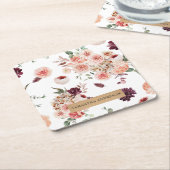 Moderne pastbloemen en gepersonaliseerde Kraft-cad Kartonnen Onderzetters (Schuin)