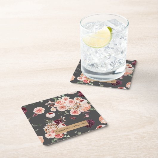 Moderne pastbloemen en gepersonaliseerde Kraft-cad Kartonnen Onderzetters (Insitu)