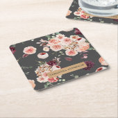 Moderne pastbloemen en gepersonaliseerde Kraft-cad Kartonnen Onderzetters (Schuin)