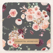 Moderne pastbloemen en gepersonaliseerde Kraft-cad Kartonnen Onderzetters (Voorkant)