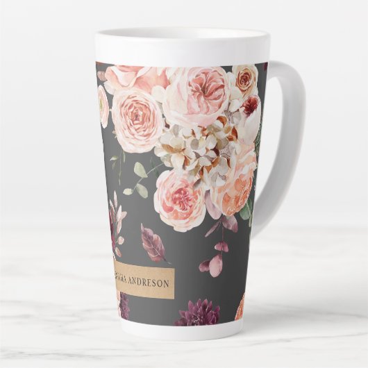 Moderne pastbloemen en gepersonaliseerde Kraft-cad Latte Mok (Rechterhoek)