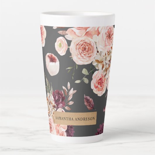 Moderne pastbloemen en gepersonaliseerde Kraft-cad Latte Mok (Voorkant)