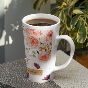 Moderne pastbloemen en gepersonaliseerde Kraft-cad Latte Mok