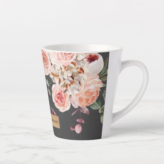 Moderne pastbloemen en gepersonaliseerde Kraft-cad Latte Mok (Rechts)