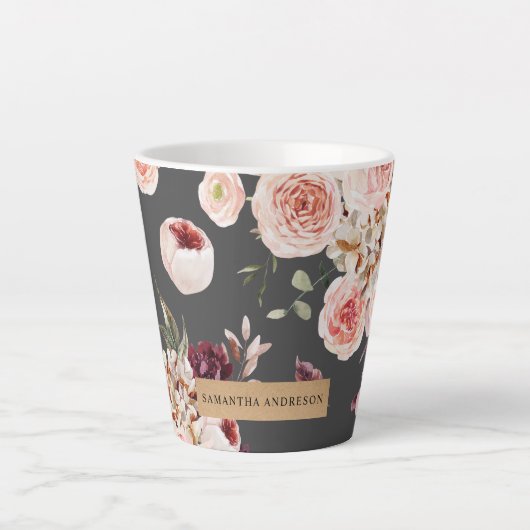 Moderne pastbloemen en gepersonaliseerde Kraft-cad Latte Mok (Voorkant)