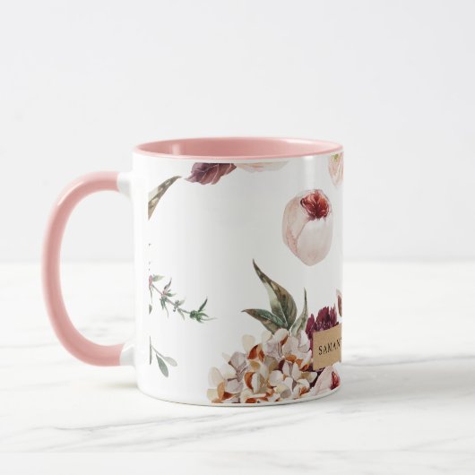 Moderne pastbloemen en gepersonaliseerde Kraft-cad Mok (Links)