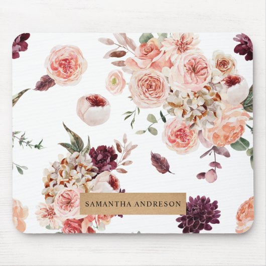 Moderne pastbloemen en gepersonaliseerde Kraft-cad Muismat (Voorkant)