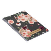 Moderne pastbloemen en gepersonaliseerde Kraft-cad Notitieboek (Rechterzijde)
