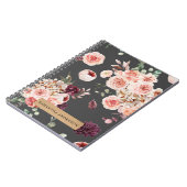 Moderne pastbloemen en gepersonaliseerde Kraft-cad Notitieboek (Linkerzijde)