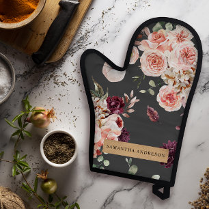 Moderne pastbloemen en gepersonaliseerde Kraft-cad Ovenwant & Pannenlap Set