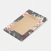 Moderne pastbloemen en gepersonaliseerde Kraft-cad Post-it® Notes (Schuin)
