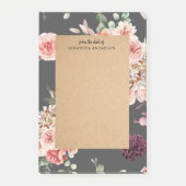 Moderne pastbloemen en gepersonaliseerde Kraft-cad Post-it® Notes (Voorkant)