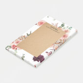 Moderne pastbloemen en gepersonaliseerde Kraft-cad Post-it® Notes (Schuin)
