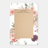 Moderne pastbloemen en gepersonaliseerde Kraft-cad Post-it® Notes (Voorkant)