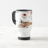 Moderne pastbloemen en gepersonaliseerde Kraft-cad Reisbeker (Voorkant links)
