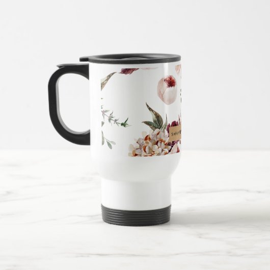 Moderne pastbloemen en gepersonaliseerde Kraft-cad Reisbeker (Links)