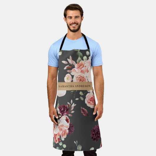 Moderne pastbloemen en gepersonaliseerde Kraft-cad Schort (Gedragen)