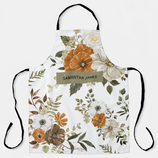 Moderne pastbloemen en gepersonaliseerde Kraft-cad Schort (Voorkant)