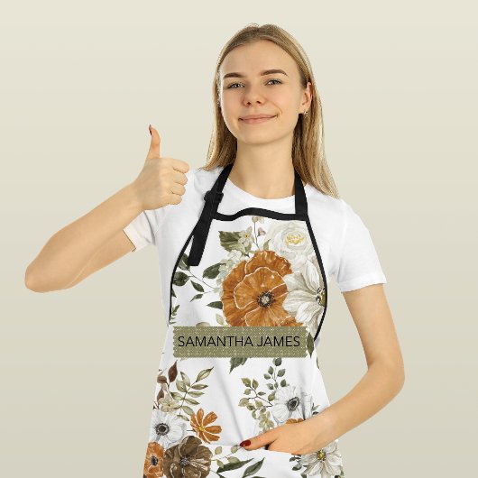 Moderne pastbloemen en gepersonaliseerde Kraft-cad Schort