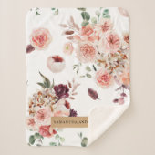 Moderne pastbloemen en gepersonaliseerde Kraft-cad Sherpa Deken (Voorkant)