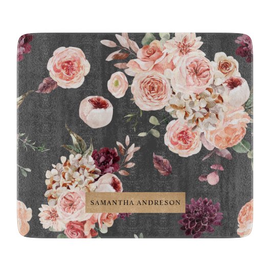 Moderne pastbloemen en gepersonaliseerde Kraft-cad Snijplank (Voorkant)
