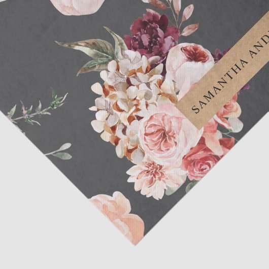 Moderne pastbloemen en gepersonaliseerde Kraft-cad Tissuepapier (Detail)