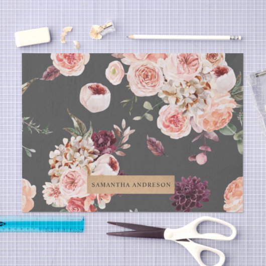 Moderne pastbloemen en gepersonaliseerde Kraft-cad Tissuepapier (Craft)