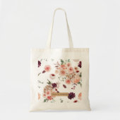 Moderne pastbloemen en gepersonaliseerde Kraft-cad Tote Bag (Voorkant)