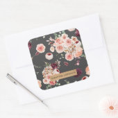Moderne pastbloemen en gepersonaliseerde Kraft-cad Vierkante Sticker (Envelop)