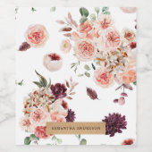 Moderne pastbloemen en gepersonaliseerde Kraft-cad Wijn Etiket (Enkel label)