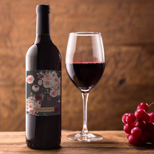 Moderne pastbloemen en gepersonaliseerde Kraft-cad Wijn Etiket