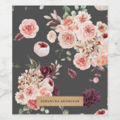 Moderne pastbloemen en gepersonaliseerde Kraft-cad Wijn Etiket (Enkel label)