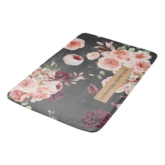 Moderne pastbloemen en kraft Black Badmat (Gekanteld)