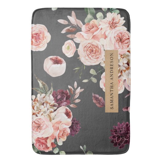 Moderne pastbloemen en kraft Black Badmat (Voorkant Verticaal)
