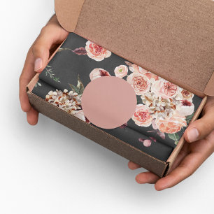 Moderne pastbloemen en kraft Black Cadeaupapier