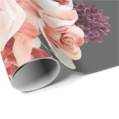 Moderne pastbloemen en kraft Black Cadeaupapier (Rol Hoek)