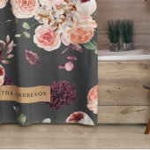 Moderne pastbloemen en kraft Black Douchegordijn
