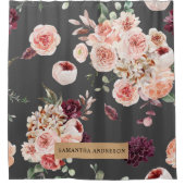 Moderne pastbloemen en kraft Black Douchegordijn (Voorkant)