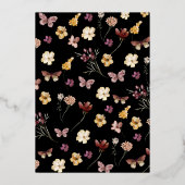 Moderne pasteel Wildflower Black Boho Vrijgezellen Folie Uitnodiging (Achterkant)
