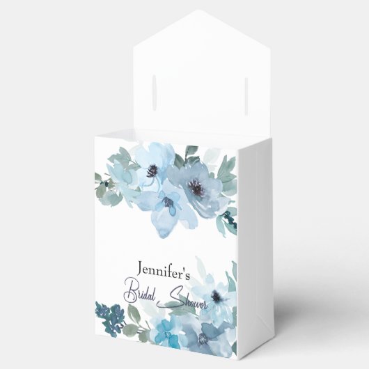 Moderne pasteelblauwe Rozen Bedankdoosjes (Geopend)