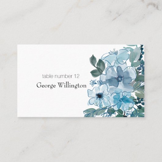 Moderne pasteelblauwe Rozen bruiloft Plaatskaartje (Voorkant)
