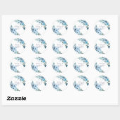 Moderne pasteelblauwe Rozen Ronde Sticker (Vel)