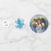 Moderne pasteelblauwe Waterverf Rozen huwelijk Confetti (Voorkanten)