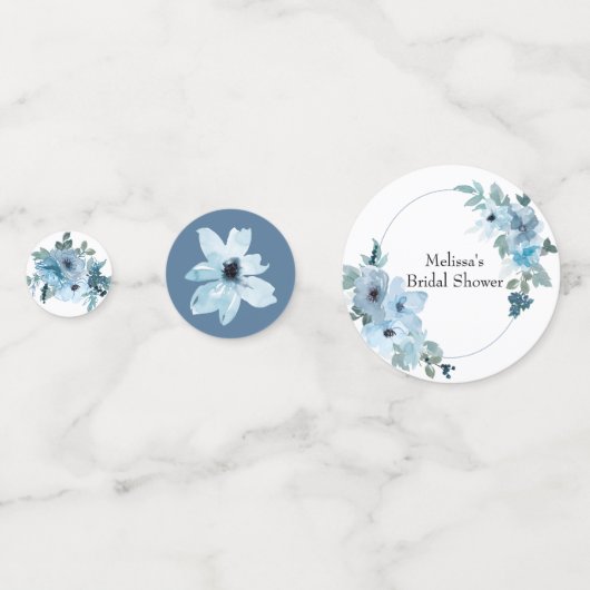 Moderne pasteelblauwe Waterverf Rozen huwelijk Confetti (Achterkanten)