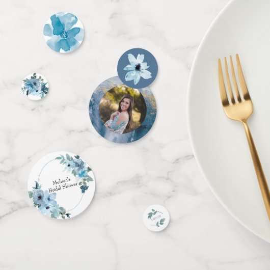 Moderne pasteelblauwe Waterverf Rozen huwelijk Confetti (Groep)